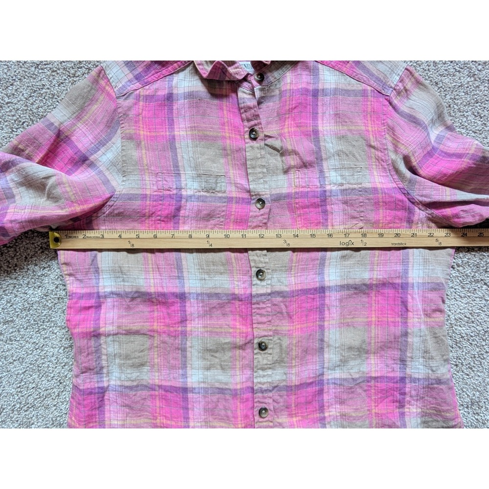 NWOT Pendleton Womens XL Long Sleeve Plaid Shirt 100% Linen Pink Button Up - Picture 8 of 9